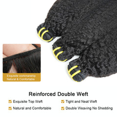 GDY HAIR Kinky Straight Bundles Human Hair Natural Black Double Weft 1/3Pcs | Hair Extensions