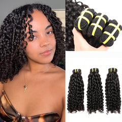 GDY HAIR Pixie Curly Bundles Human Hair Natural Black Double Weft 1/3Pcs | Hair Extensions
