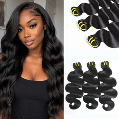 GDY HAIR Body Wave Bundles Human Hair Natural Black Double Weft 1/3Pcs | Hair Extensions