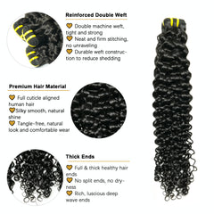 GDY HAIR Deep Curly Bundles Human Hair Natural Black Double Weft 1/3Pcs | Hair Extensions