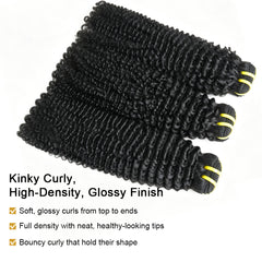 GDY HAIR Kinky Curly Bundles Human Hair Natural Black Double Weft 1/3Pcs | Hair Extensions