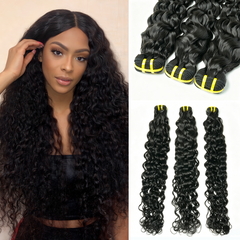 GDY HAIR Water Wave Bundles Human Hair Natural Black Double Weft 1/3Pcs | Hair Extensions