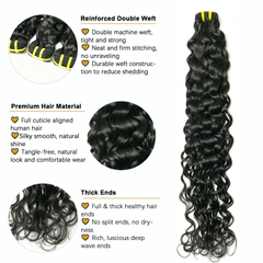 GDY HAIR Water Wave Bundles Human Hair Natural Black Double Weft 1/3Pcs | Hair Extensions