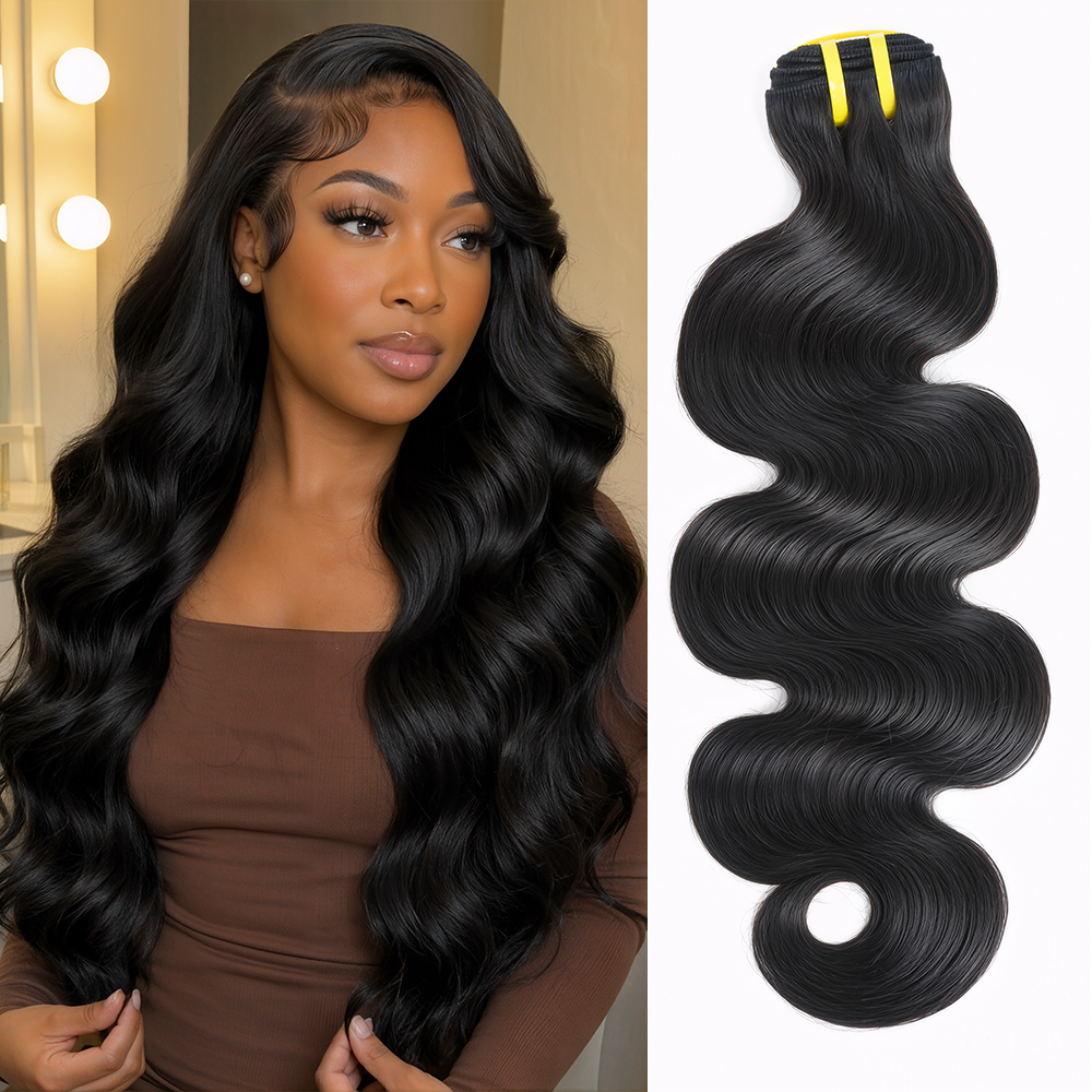 GDY HAIR Body Wave Bundles Human Hair Natural Black Double Weft 1/3Pcs | Hair Extensions