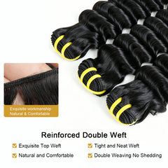 GDY HAIR Deep Wave Bundles Human Hair Natural Black Double Weft 1/3Pcs | Hair Extensions