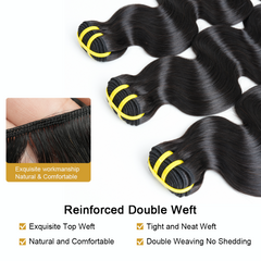 GDY HAIR Body Wave Bundles Human Hair Natural Black Double Weft 1/3Pcs | Hair Extensions