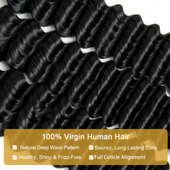 GDY HAIR Deep Wave Bundles Human Hair Natural Black Double Weft 1/3Pcs | Hair Extensions