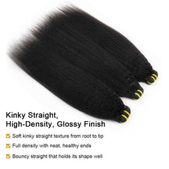 GDY HAIR Kinky Straight Bundles Human Hair Natural Black Double Weft 1/3Pcs | Hair Extensions