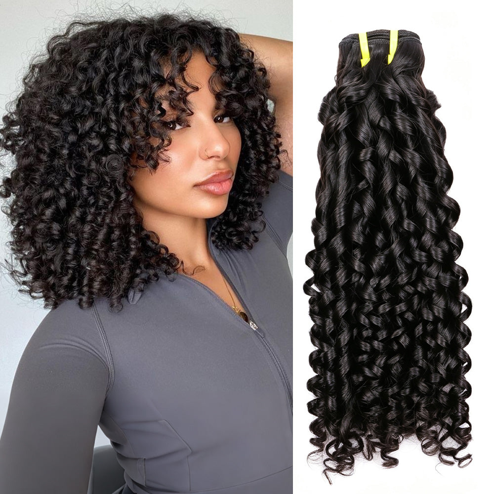GDY HAIR Pixie Curly Bundles Human Hair Natural Black Double Weft 1/3Pcs | Hair Extensions