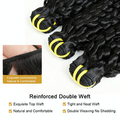 GDY HAIR Pixie Curly Bundles Human Hair Natural Black Double Weft 1/3Pcs | Hair Extensions