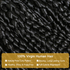 GDY HAIR Pixie Curly Bundles Human Hair Natural Black Double Weft 1/3Pcs | Hair Extensions