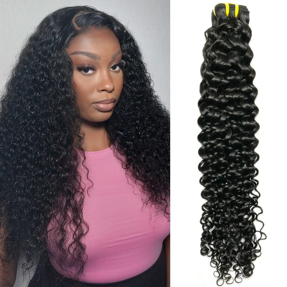 GDY HAIR Deep Curly Bundles Human Hair Natural Black Double Weft 1/3Pcs | Hair Extensions