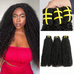 GDY HAIR Kinky Curly Bundles Human Hair Natural Black Double Weft 1/3Pcs | Hair Extensions