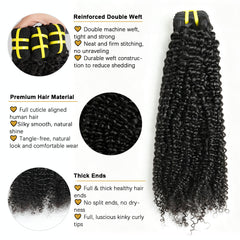 GDY HAIR Kinky Curly Bundles Human Hair Natural Black Double Weft 1/3Pcs | Hair Extensions