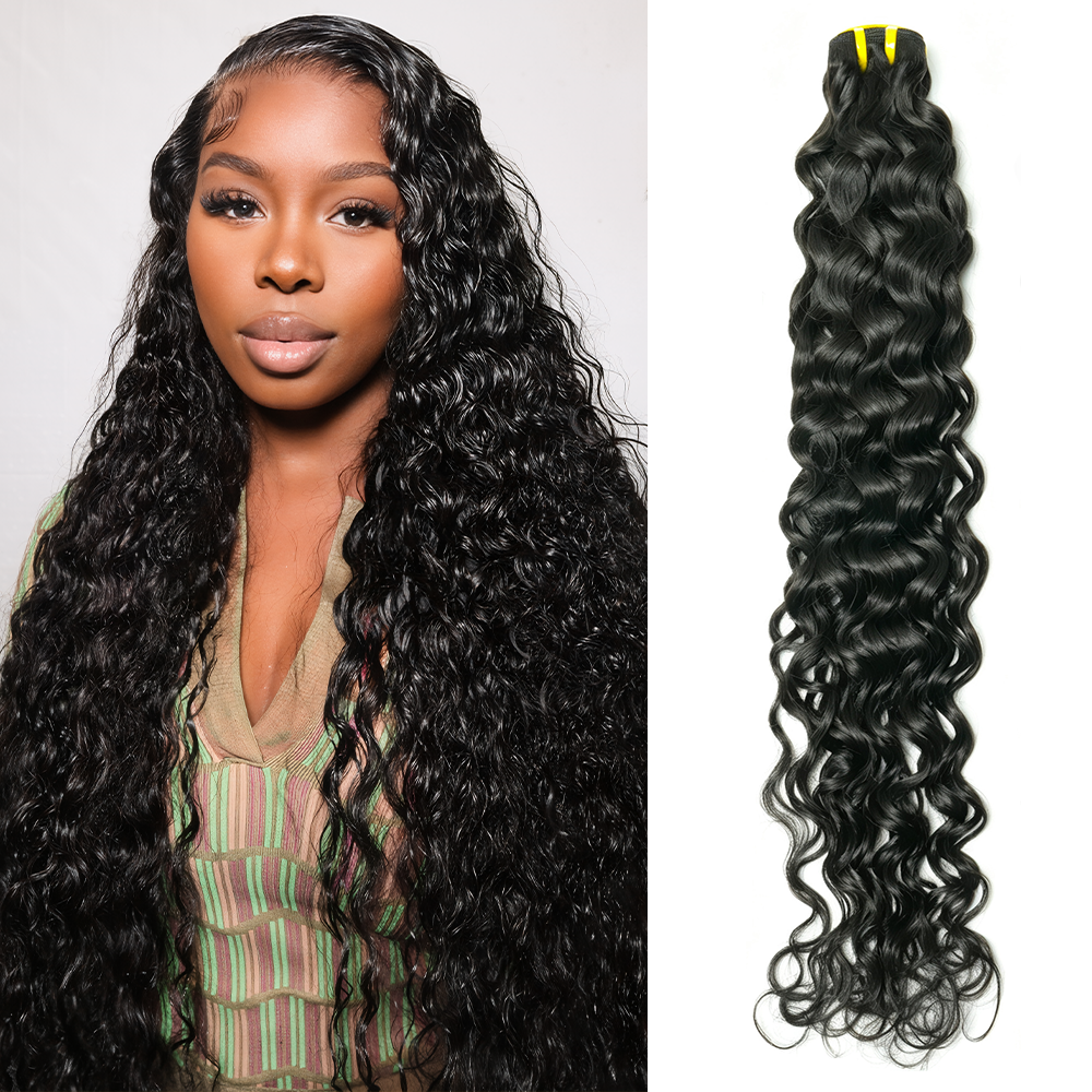 GDY HAIR Water Wave Bundles Human Hair Natural Black Double Weft 1/3Pcs | Hair Extensions