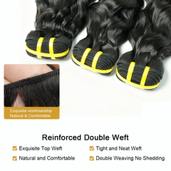 GDY HAIR Water Wave Bundles Human Hair Natural Black Double Weft 1/3Pcs | Hair Extensions