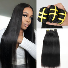 GDY HAIR Yaki Straight Bundles Human Hair Natural Black Double Weft 1/3Pcs | Hair Extensions