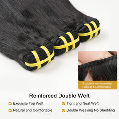GDY HAIR Yaki Straight Bundles Human Hair Natural Black Double Weft 1/3Pcs | Hair Extensions