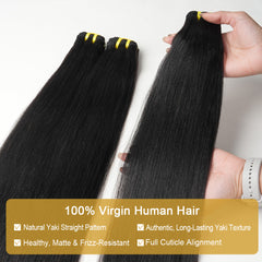 GDY HAIR Yaki Straight Bundles Human Hair Natural Black Double Weft 1/3Pcs | Hair Extensions